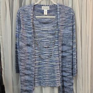#151 Alfred Dunner Multicolor Layered Women's Blouse with Necklace
